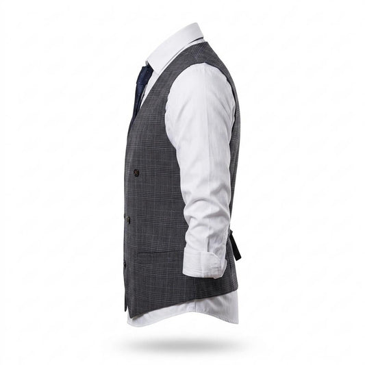Gentleman Code - Covur | Zweireihige Karierte Weste Herren