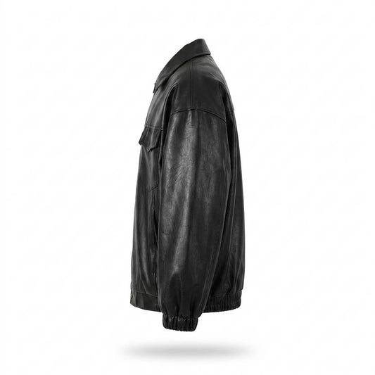 Gentleman Code - Aekiv | Weite Geknöpfte Lederjacke Unisex