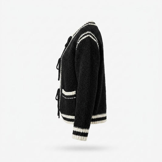 Gentleman Code - Linun | Strukturierte Kontrastierende Strickjacke Damen