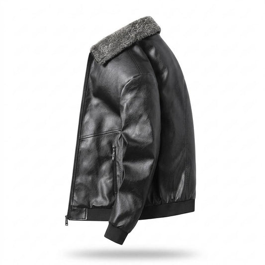 Nobleman Code - Ligit | Gefütterte Pelzbesetzte Lederjacke Herren