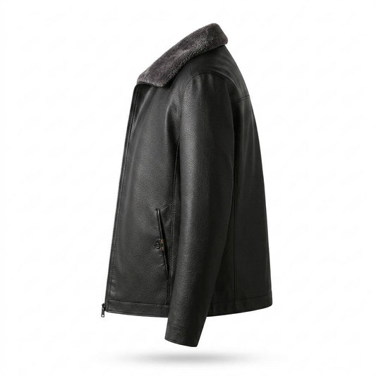Gentleman Code - Cozun | Gefüttert Strukturiert Lederjacke Herren
