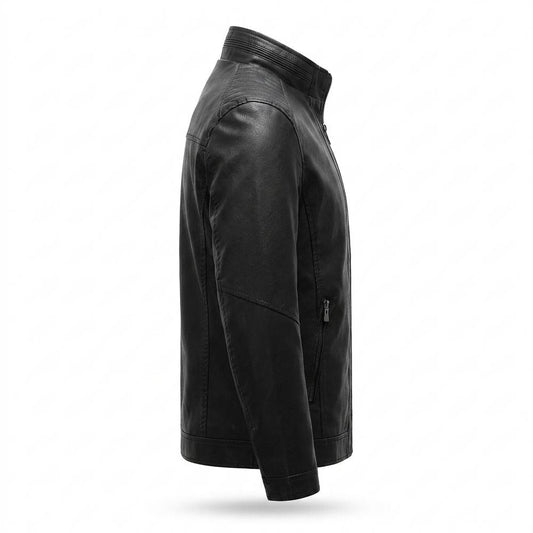 Nobleman Code - Mibat | Gefüttert Hochgeschlossen Lederjacke Herren