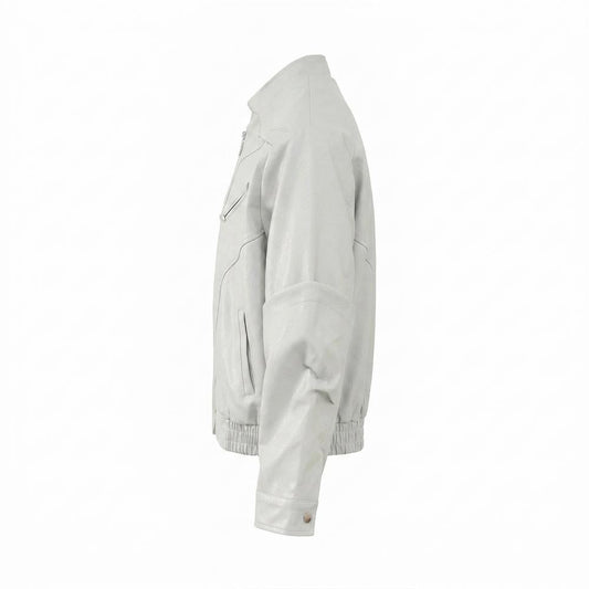 Nobleman Code - Notat | Strukturierte Hochgeschlossene Lederjacke Unisex
