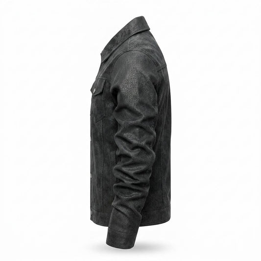 Gentleman Code - Koler | Strukturiert Geknöpft Lederjacke Herren