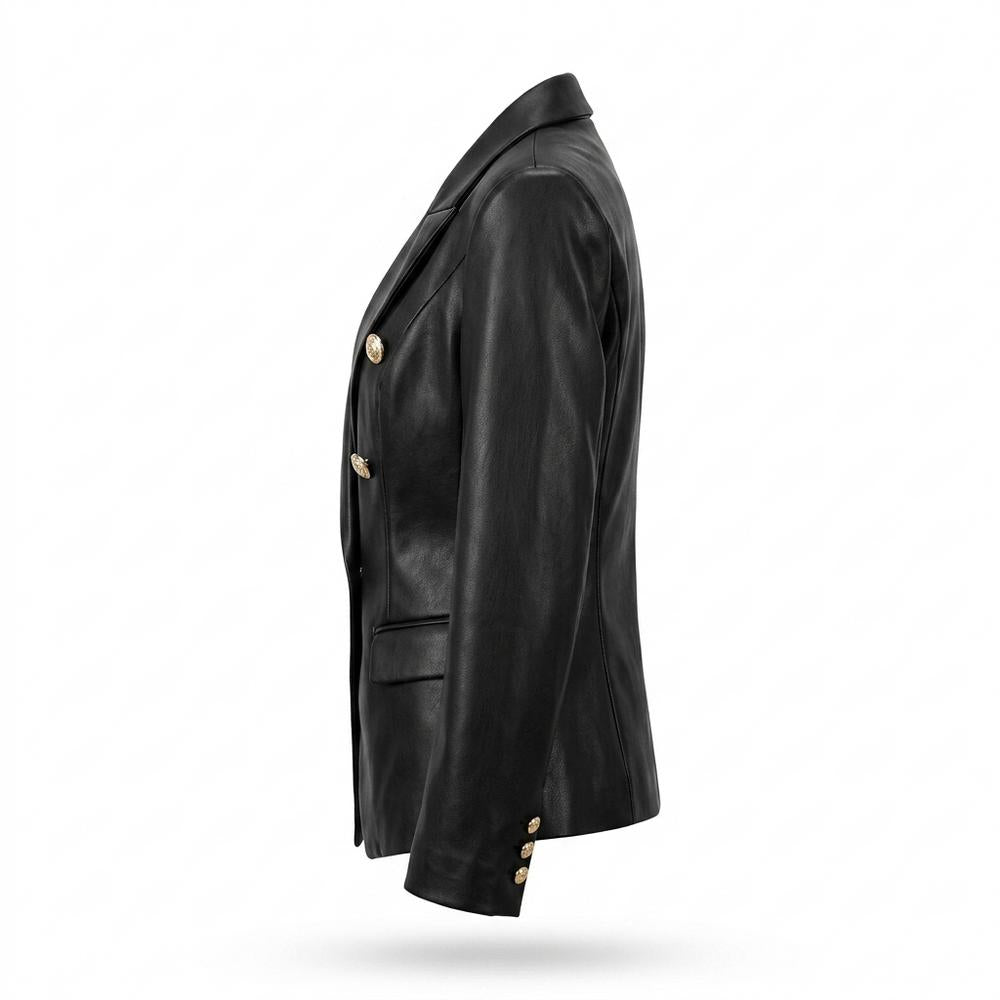 Nobleman Code - Ditem | Zweireihig Tailliert Lederjacke Damen