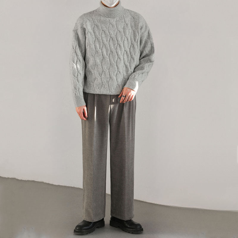 Malen  Grobgestrickter melierter Rollkragenpullover