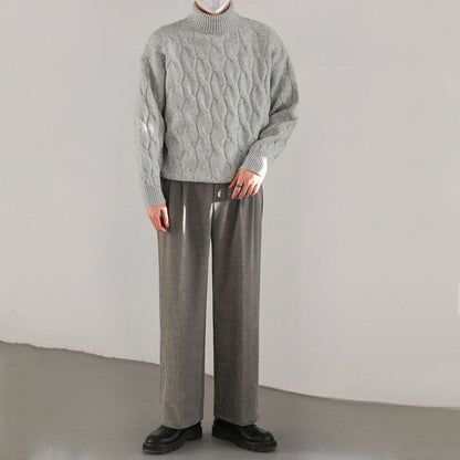 Malen  Grobgestrickter melierter Rollkragenpullover