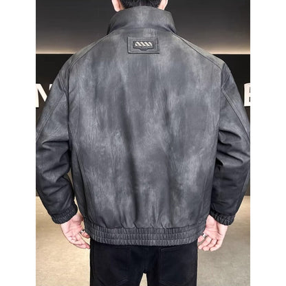 Malor | Gefütterte strukturierte Kunstlederjacke