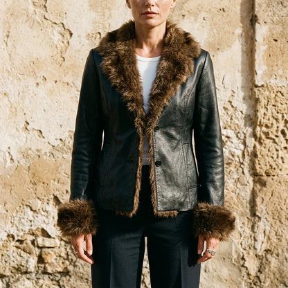 Gentleman Code - Tilev | Pelzbesetzte Leder Jacke Damen
