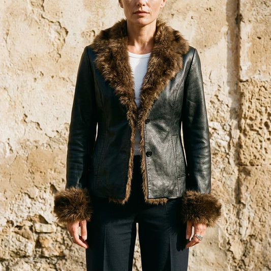 Nobleman Code - Tilev | Pelzbesetzte Leder Jacke Damen