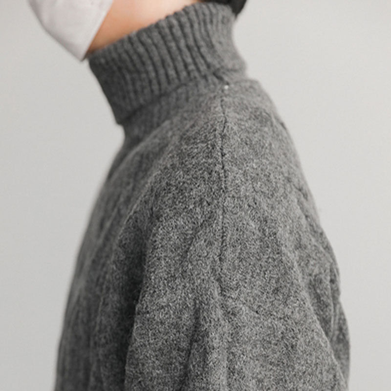 Malen | Grobgestrickter melierter Rollkragenpullover