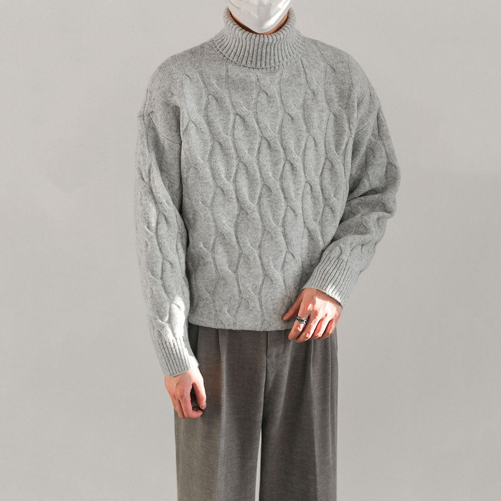 Malen  Grobgestrickter melierter Rollkragenpullover
