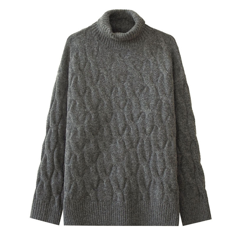 Malen  Grobgestrickter melierter Rollkragenpullover