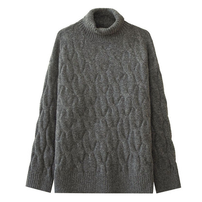 Malen  Grobgestrickter melierter Rollkragenpullover