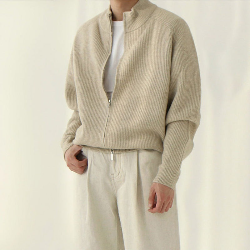 Roram  Gerippter hochschließender Strickpullover