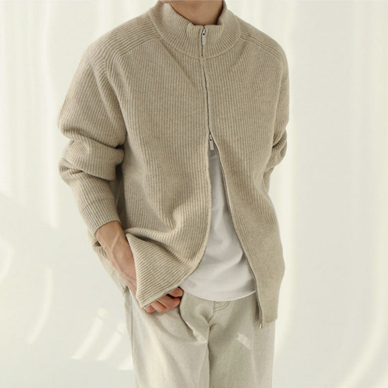 Roram  Gerippter hochschließender Strickpullover