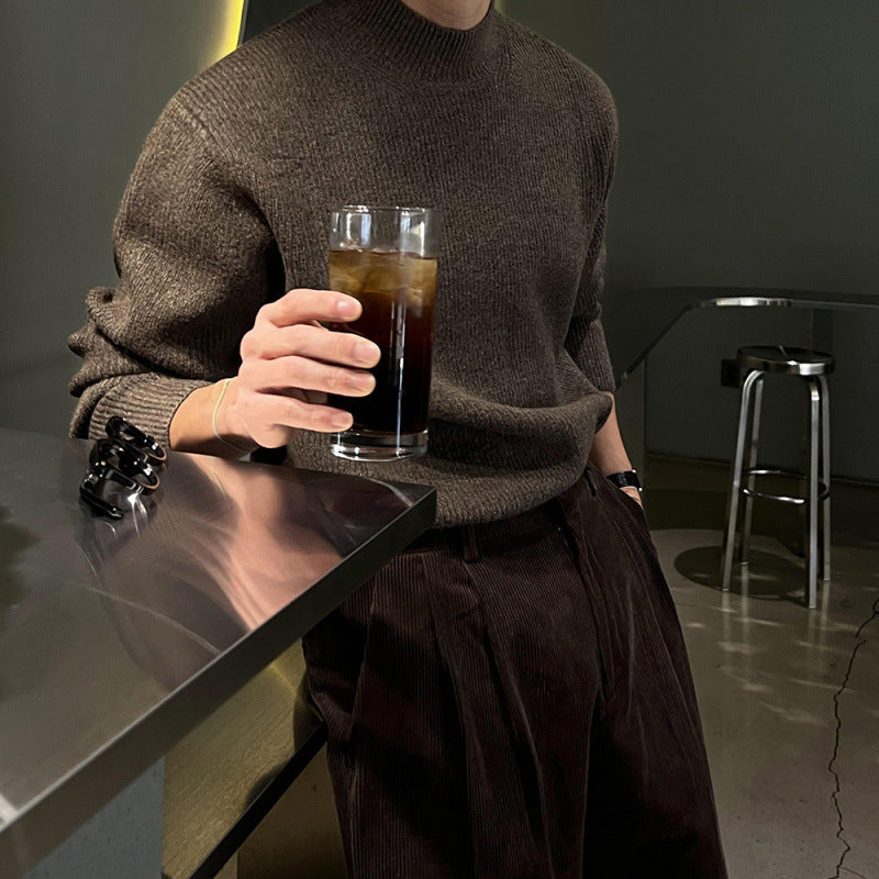 Calin  Gerippter Melierter Strickpullover mit hohem Kragen