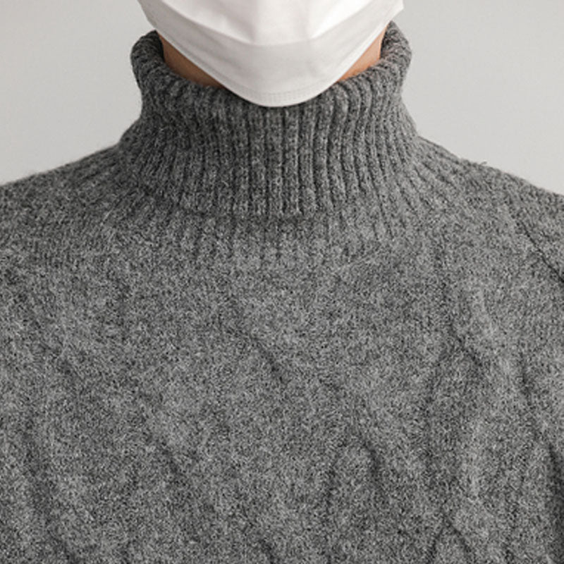 Malen | Grobgestrickter melierter Rollkragenpullover