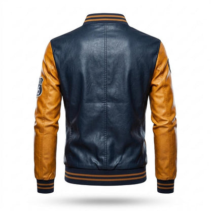 Gentleman Code - Ruwen | Bestickt Geknöpft Lederjacke Herren