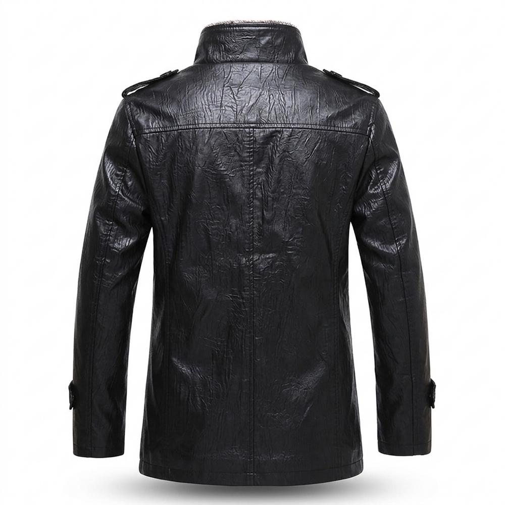 Gentleman Code - Vawos | Gefütterte Geknöpfte Lederjacke Herren