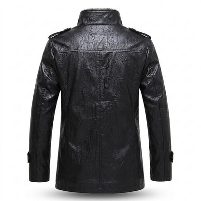 Gentleman Code - Vawos | Gefütterte Geknöpfte Lederjacke Herren
