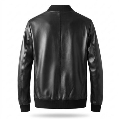 Gentleman Code - Mazar | Gefüttert Stehkragen Lederjacke Herren