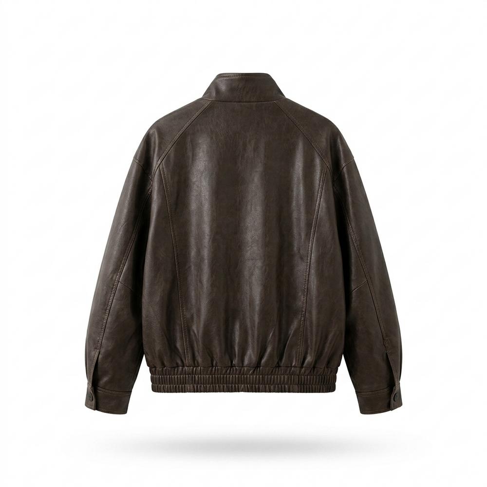 Nobleman Code - Eefiv | Oversized Reißverschluss Lederjacke Damen