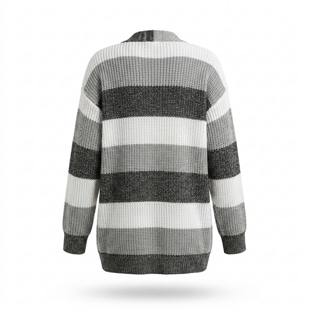 Nobleman Code - Kefom | Gestreifter Gestrickter Cardigan Damen