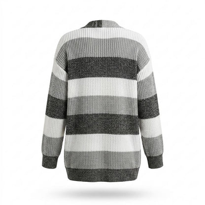 Nobleman Code - Kefom | Gestreifter Gestrickter Cardigan Damen