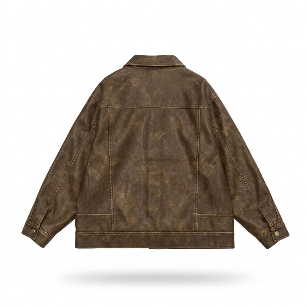 Nobleman Code - Zipas | Gewaschen Geknöpft Lederjacke Unisex