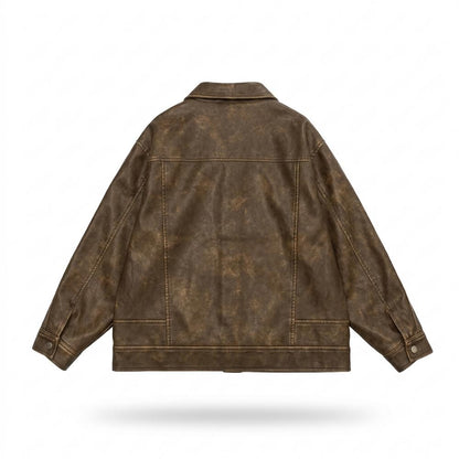 Nobleman Code - Zipas | Gewaschen Geknöpft Lederjacke Unisex