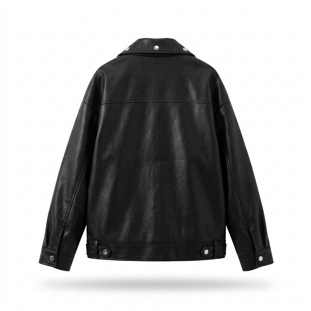 Gentleman Code - Nomit | Weitgeschnittene Asymmetrische Lederjacke Damen