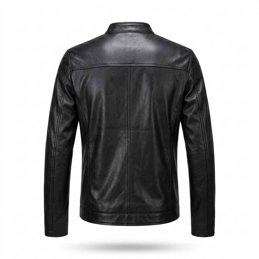 Gentleman Code - Toped | Appliziert Tailliert Lederjacke Herren