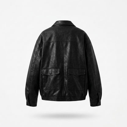 Gentleman Code - Rolav | Strukturiert Gefüttert Lederjacke Unisex