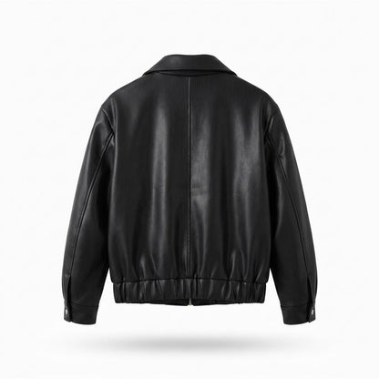 Gentleman Code - Nonal | Gefütterte Glatte Lederjacke Herren