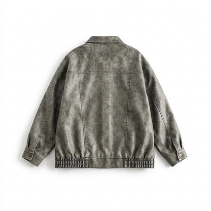 Gentleman Code - Torek | Verwaschen Kastig Lederjacke Unisex