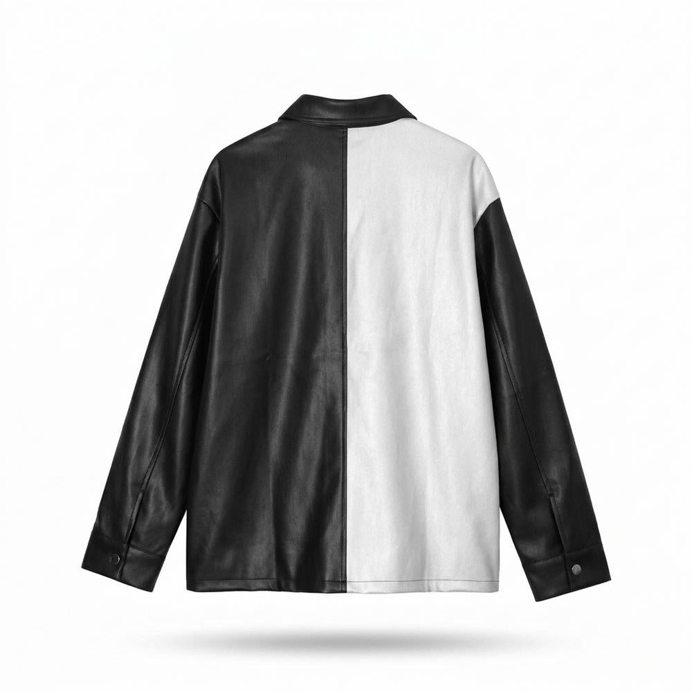 Gentleman Code - Ralor | Zweifarbige Geknöpfte Lederjacke Unisex
