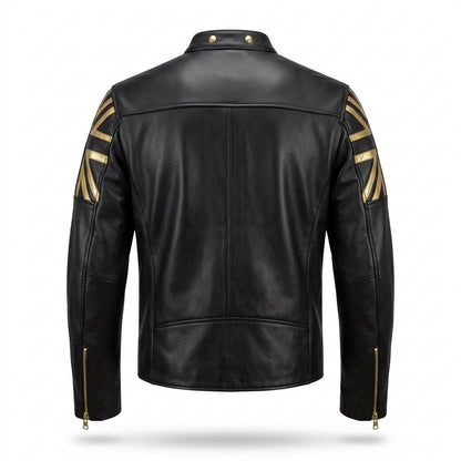 Gentleman Code - Neron | Körperbetonte Verzierte Lederjacke Herren