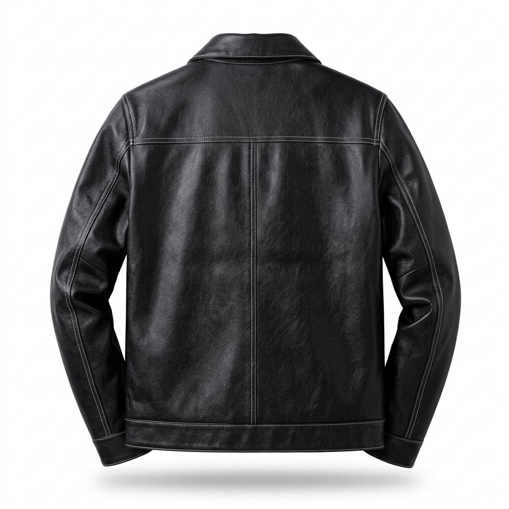 Gentleman Code - Kezul | Kontrastgesteppt Geknöpft Lederjacke Herren