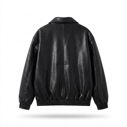 Nobleman Code - Domem | Weite Glatte Lederjacke Herren