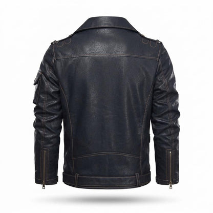Nobleman Code - Silik | Asymmetrisch Aufwendig Lederjacke Herren