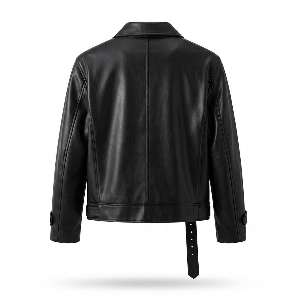 Nobleman Code - Muban | Glatte Reißverschließbare Lederjacke Herren