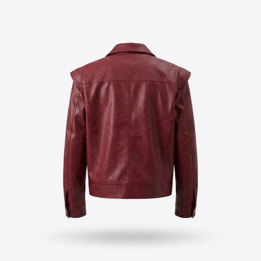 Gentleman Code - Cower | Glatte Geknöpfte Lederjacke Herren