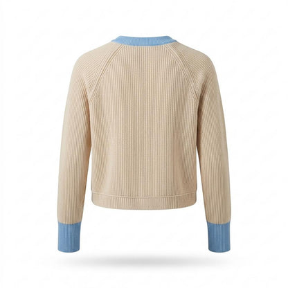 Nobleman Code - Zezet | Kontrastfarbener Gerippter Cardigan Damen