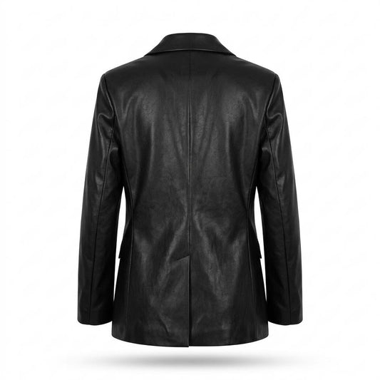 Nobleman Code - Yiben | Oversized Langärmlige Lederjacke Damen