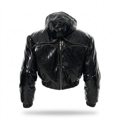Gentleman Code - Nagir | Glänzend Gefüttert Lederjacke Unisex
