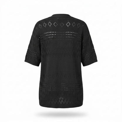 Nobleman Code - Mozus | Lochgestrickt Kurzärmlig Cardigan Damen