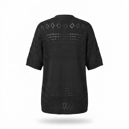Gentleman Code - Mozus | Lochgestrickt Kurzärmlig Cardigan Damen