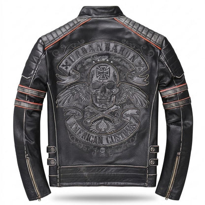 Gentleman Code - Mafom | Geprägt Tailliert Lederjacke Herren