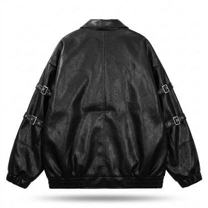 Gentleman Code - Almel | Oversized Riemenverziert Lederjacke Unisex